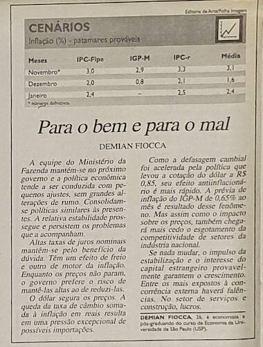 Coluna Demian Fiocca Folha de São Paulo